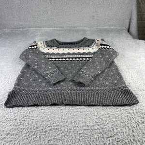 American Eagle Outfitters Fair Isle Knit Sweater Gray White Black L
